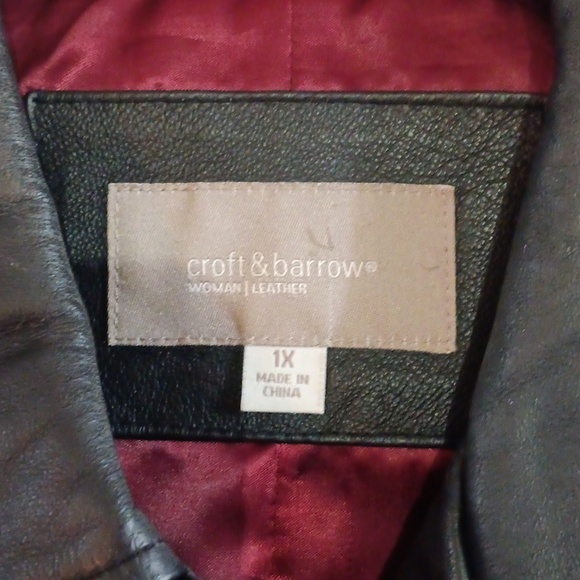 🤠Croft & Barrow Woman Lined Leather Coat Size 1X Like New - Picture 3 of 6